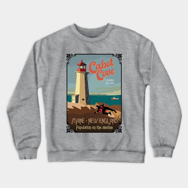 Cabot Cove Lighthouse and crime scene Crewneck Sweatshirt by BOEC Gear